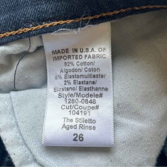 Current Eliott The Stiletto Skinny Jean Aged Rince Blue Stretch Denim Sz 26 - Picture 6 of 13